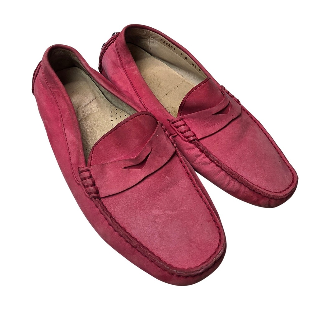 Cole Haan Grant Driver Loafers Womens 7B Pink Suede Penny Moccasins D39891 A2